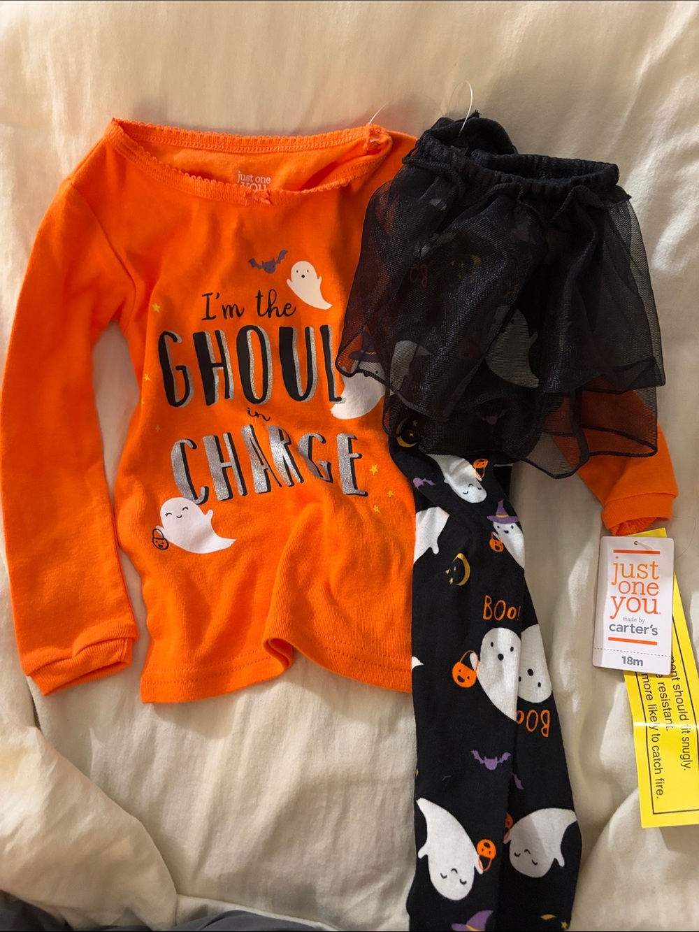 Carter's Orange and Black 'Ghoul in Charge' Halloween Outfit